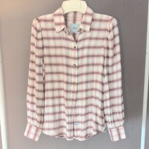 Rails Angelica Mauve Rose Iron Plaid Long Sleeve Top